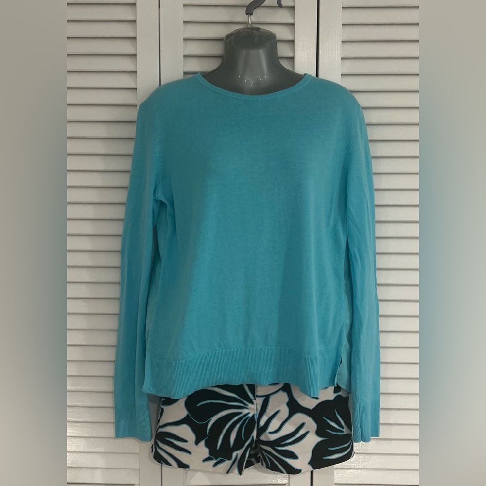 Akris Punto pullover lightweight sweater size 8- aquamarine blue